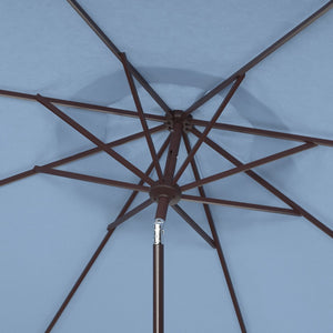Safavieh MILAN 9FT Crank Umbrella – Stylish Outdoor Shade Solution for Elegant Patios and Lounging Spaces Baby Blue / White PAT8008U
