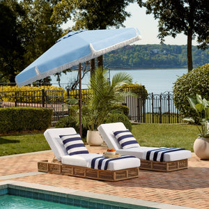 Safavieh MILAN 9FT Crank Umbrella – Stylish Outdoor Shade Solution for Elegant Patios and Lounging Spaces Baby Blue / White PAT8008U