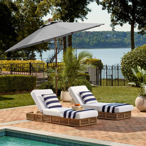 Safavieh CANNES 9FT Wooden Patio Umbrella - Stylish Eucalyptus Frame with Durable Canopy for Outdoor Elegance Grey PAT8009B