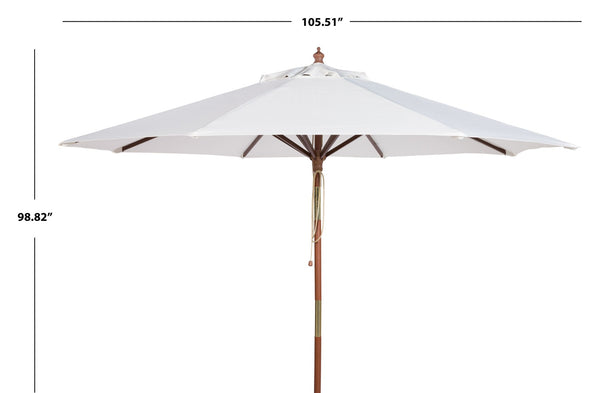 Safavieh CANNES 9FT Wooden Patio Umbrella - Stylish Eucalyptus Frame with Durable Canopy for Outdoor Elegance Ivory PAT8009E