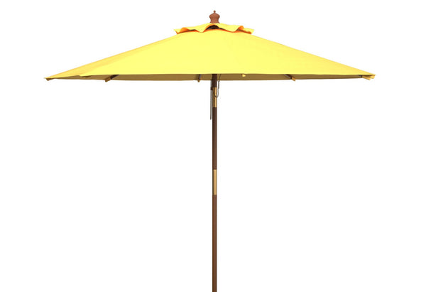 Safavieh CANNES 9FT Wooden Patio Umbrella - Stylish Eucalyptus Frame with Durable Canopy for Outdoor Elegance Yellow PAT8009Y