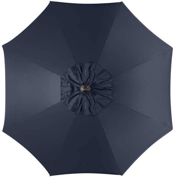 Safavieh VENICE 9FT Crank Umbrella - Elegant Coastal Charm for Outdoor Living and Shady Retreats Navy / White PAT8010A