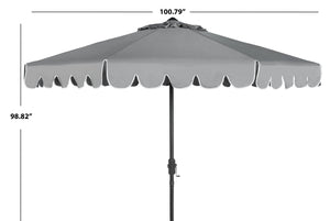 Safavieh VENICE 9FT Crank Umbrella - Elegant Coastal Charm for Outdoor Living and Shady Retreats Taupe / White PAT8010B