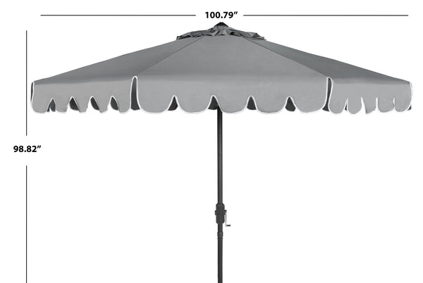 Safavieh VENICE 9FT Crank Umbrella - Elegant Coastal Charm for Outdoor Living and Shady Retreats Taupe / White PAT8010B