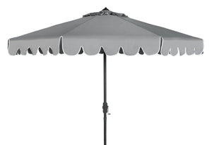 Safavieh VENICE 9FT Crank Umbrella - Elegant Coastal Charm for Outdoor Living and Shady Retreats Taupe / White PAT8010B