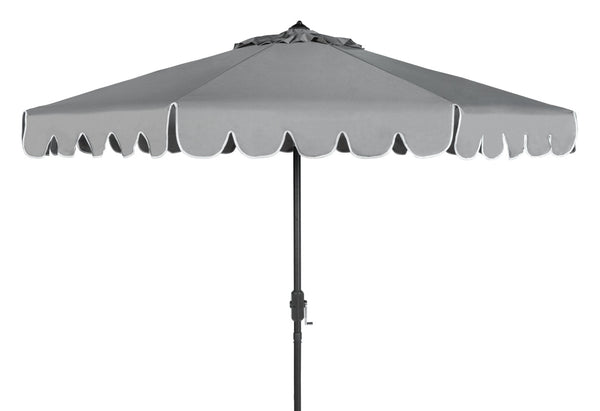 Safavieh VENICE 9FT Crank Umbrella - Elegant Coastal Charm for Outdoor Living and Shady Retreats Taupe / White PAT8010B