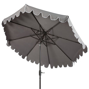 Safavieh VENICE 9FT Crank Umbrella - Elegant Coastal Charm for Outdoor Living and Shady Retreats Taupe / White PAT8010B