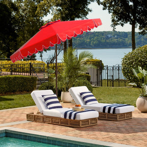 Safavieh VENICE 9FT Crank Umbrella - Elegant Coastal Charm for Outdoor Living and Shady Retreats Red / White PAT8010C