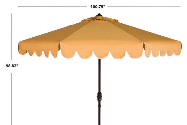 Safavieh VENICE 9FT Crank Umbrella - Elegant Coastal Charm for Outdoor Living and Shady Retreats Yellow / White PAT8010D