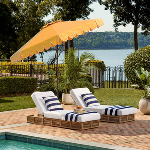 Safavieh VENICE 9FT Crank Umbrella - Elegant Coastal Charm for Outdoor Living and Shady Retreats Yellow / White PAT8010D
