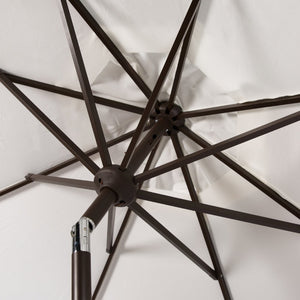 Safavieh VENICE 9FT Crank Umbrella - Elegant Coastal Charm for Outdoor Living and Shady Retreats Ivory / Black PAT8010E
