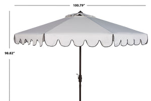 Safavieh VENICE 9FT Crank Umbrella - Elegant Coastal Charm for Outdoor Living and Shady Retreats Ivory / Black PAT8010E