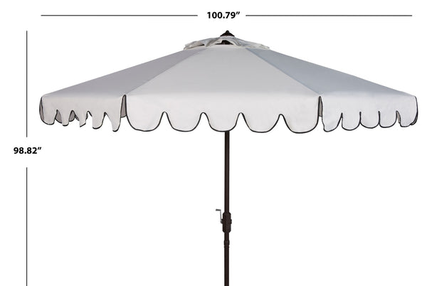 Safavieh VENICE 9FT Crank Umbrella - Elegant Coastal Charm for Outdoor Living and Shady Retreats Ivory / Black PAT8010E