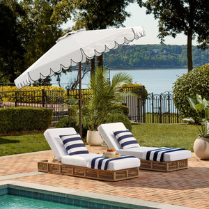 Safavieh VENICE 9FT Crank Umbrella - Elegant Coastal Charm for Outdoor Living and Shady Retreats Ivory / Black PAT8010E