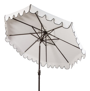 Safavieh VENICE 9FT Crank Umbrella - Elegant Coastal Charm for Outdoor Living and Shady Retreats Ivory / Black PAT8010E