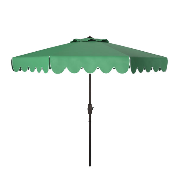 Safavieh VENICE 9FT Crank Umbrella - Elegant Coastal Charm for Outdoor Living and Shady Retreats Hunter Green PAT8010H
