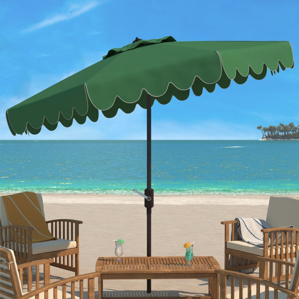 Safavieh VENICE 9FT Crank Umbrella - Elegant Coastal Charm for Outdoor Living and Shady Retreats Hunter Green PAT8010H