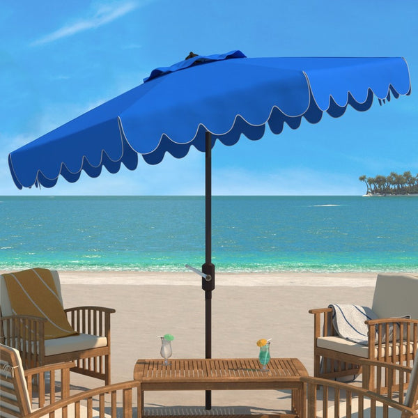Safavieh VENICE 9FT Crank Umbrella - Elegant Coastal Charm for Outdoor Living and Shady Retreats Pacific Blue PAT8010P