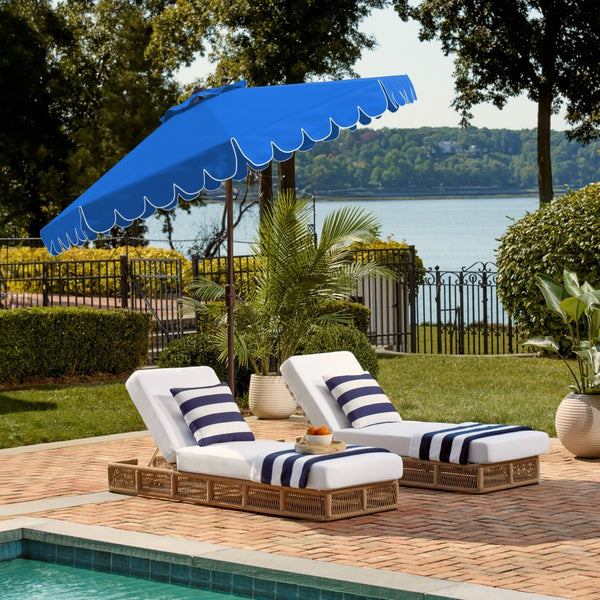 Safavieh VENICE 9FT Crank Umbrella - Elegant Coastal Charm for Outdoor Living and Shady Retreats Pacific Blue PAT8010P