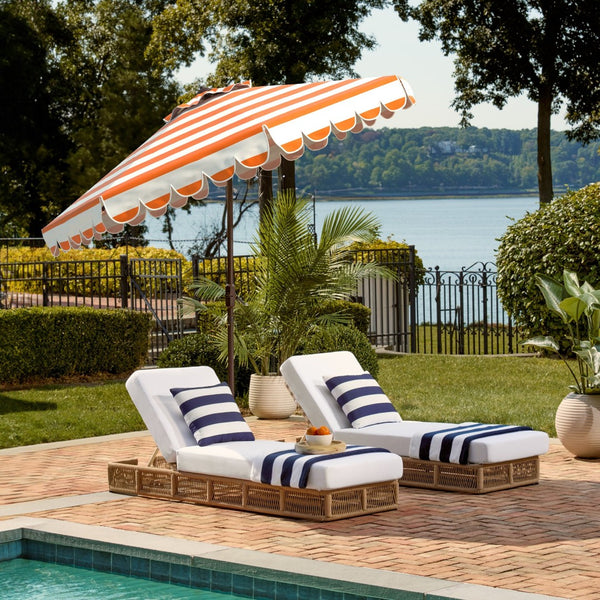 Safavieh VIENNA 9FT Crank Umbrella – Elegant Coastal Shade with Scalloped Edge for Stylish Outdoor Spaces Orange PAT8011O