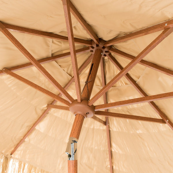 Safavieh TIKI 9FT Crank Umbrella - Stylish Sandy Tan Canopy for Ultimate Outdoor Shade & Relaxation Experience! PAT8012A