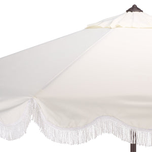 Torsa 9 Ft Crank Patio Umbrella With Brown Metal Pole, Smooth Operation, Durable Outdoor Shade
