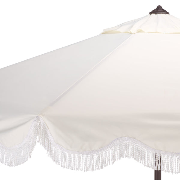 Torsa 9 Ft Crank Patio Umbrella With Brown Metal Pole, Smooth Operation, Durable Outdoor Shade