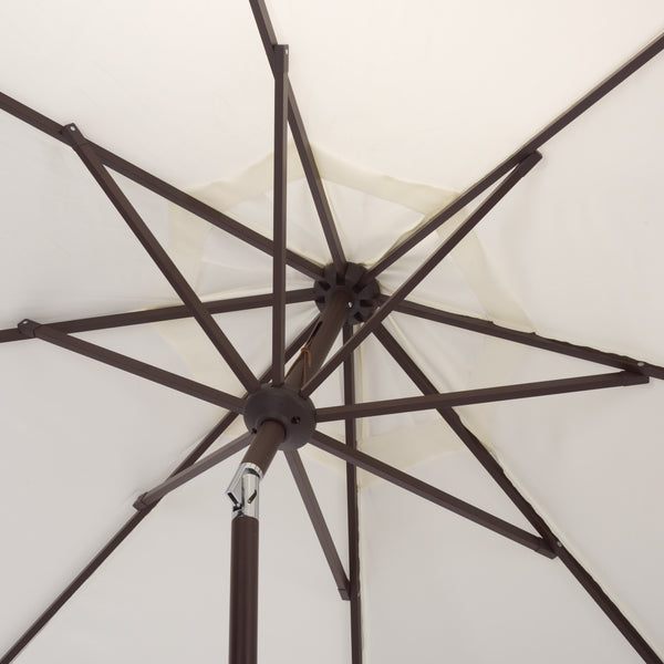 Torsa 9 Ft Crank Patio Umbrella With Brown Metal Pole, Smooth Operation, Durable Outdoor Shade