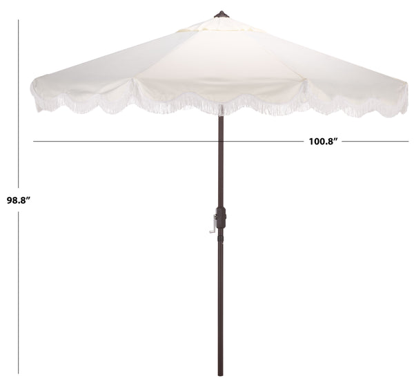 Torsa 9 Ft Crank Patio Umbrella With Brown Metal Pole, Smooth Operation, Durable Outdoor Shade