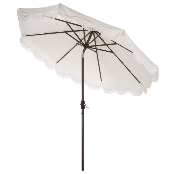 Torsa 9 Ft Crank Patio Umbrella With Brown Metal Pole, Smooth Operation, Durable Outdoor Shade