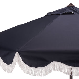 Torsa 9 Ft Crank Patio Umbrella With Brown Metal Pole, Smooth Operation, Durable Outdoor Shade