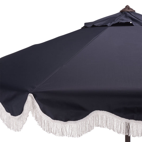 Torsa 9 Ft Crank Patio Umbrella With Brown Metal Pole, Smooth Operation, Durable Outdoor Shade