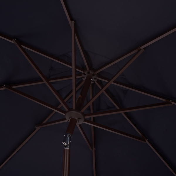 Torsa 9 Ft Crank Patio Umbrella With Brown Metal Pole, Smooth Operation, Durable Outdoor Shade