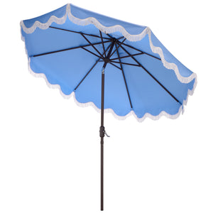 Torsa 9 Ft Crank Patio Umbrella With Brown Metal Pole, Smooth Operation, Durable Outdoor Shade