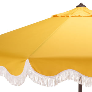 Torsa 9 Ft Crank Patio Umbrella With Brown Metal Pole, Smooth Operation, Durable Outdoor Shade