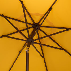 Torsa 9 Ft Crank Patio Umbrella With Brown Metal Pole, Smooth Operation, Durable Outdoor Shade