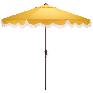 Torsa 9 Ft Crank Patio Umbrella With Brown Metal Pole, Smooth Operation, Durable Outdoor Shade