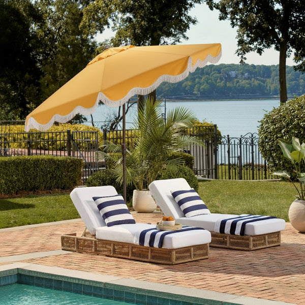 Torsa 9 Ft Crank Patio Umbrella With Brown Metal Pole, Smooth Operation, Durable Outdoor Shade