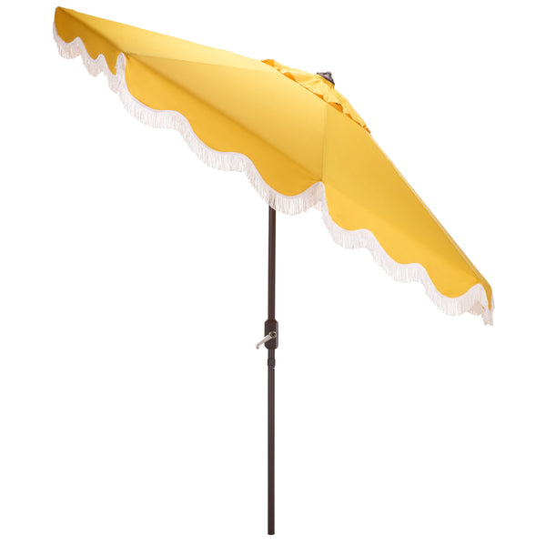 Torsa 9 Ft Crank Patio Umbrella With Brown Metal Pole, Smooth Operation, Durable Outdoor Shade