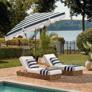 Lucerna 9 Ft Crank Patio Umbrella With Bold Stripe Canopy And Brown Metal Pole For Durable Shade