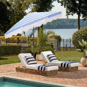 Lucerna 9 Ft Crank Patio Umbrella With Bold Stripe Canopy And Brown Metal Pole For Durable Shade
