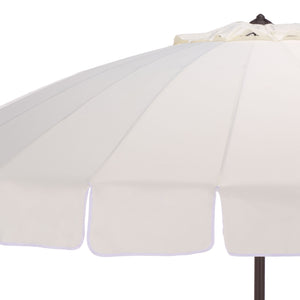 Panza 9 Ft Crank Patio Umbrella With Uv-Protective Canopy And Brown Metal Pole For Outdoor Shade