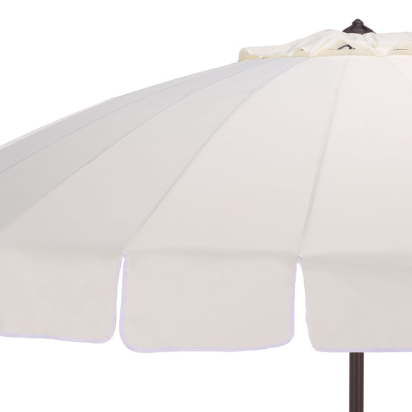 Panza 9 Ft Crank Patio Umbrella With Uv-Protective Canopy And Brown Metal Pole For Outdoor Shade