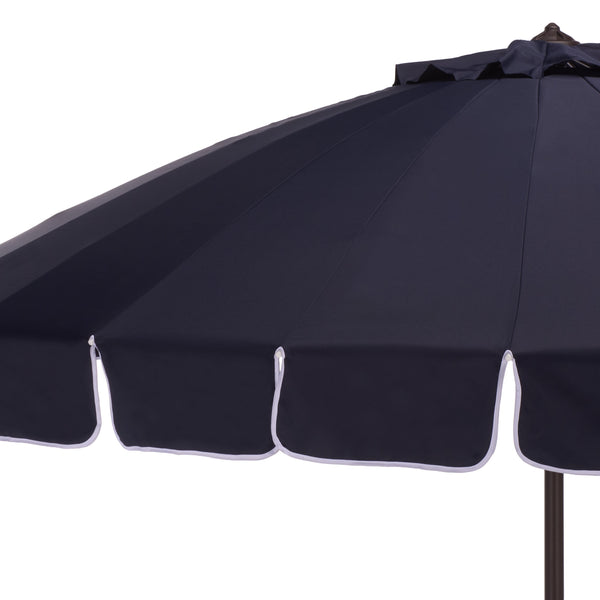 Panza 9 Ft Crank Patio Umbrella With Uv-Protective Canopy And Brown Metal Pole For Outdoor Shade