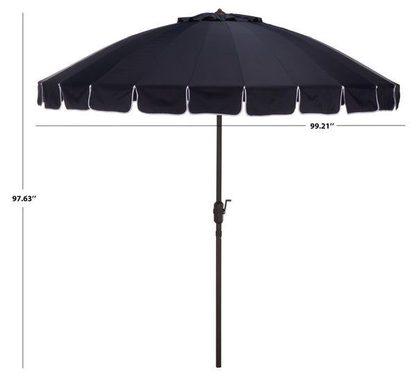 Panza 9 Ft Crank Patio Umbrella With Uv-Protective Canopy And Brown Metal Pole For Outdoor Shade