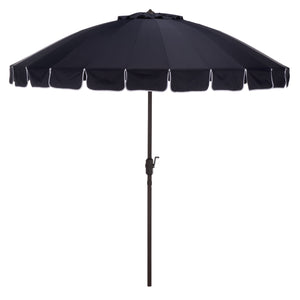 Panza 9 Ft Crank Patio Umbrella With Uv-Protective Canopy And Brown Metal Pole For Outdoor Shade