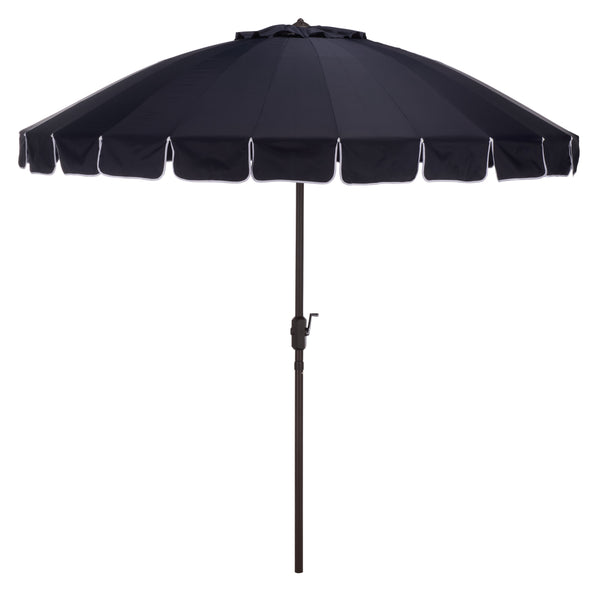 Panza 9 Ft Crank Patio Umbrella With Uv-Protective Canopy And Brown Metal Pole For Outdoor Shade