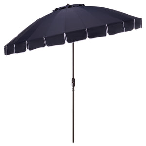 Panza 9 Ft Crank Patio Umbrella With Uv-Protective Canopy And Brown Metal Pole For Outdoor Shade