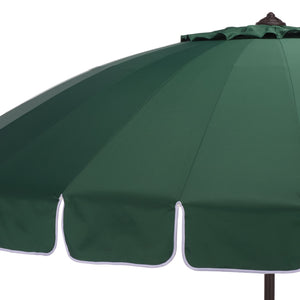 Panza 9 Ft Crank Patio Umbrella With Uv-Protective Canopy And Brown Metal Pole For Outdoor Shade