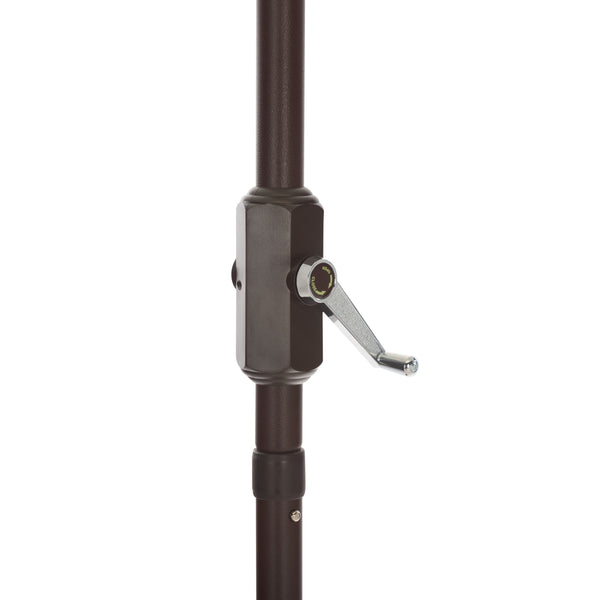Panza 9 Ft Crank Patio Umbrella With Uv-Protective Canopy And Brown Metal Pole For Outdoor Shade